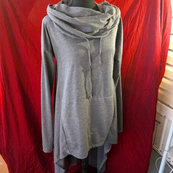 Long neck Grey high-low hoodie brand unknown - Picture 1 of 3